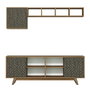 Hanah Home Mueble de TV Nogal y Azul con Estantería